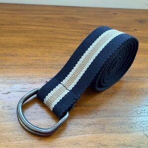 Men's Navy, Tan and Cream Canvas D Ring Belt Measures 56”